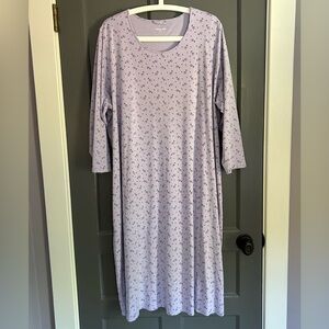 Land’s End Women’s Cotton Long Sleeve Midcalf Nightgown